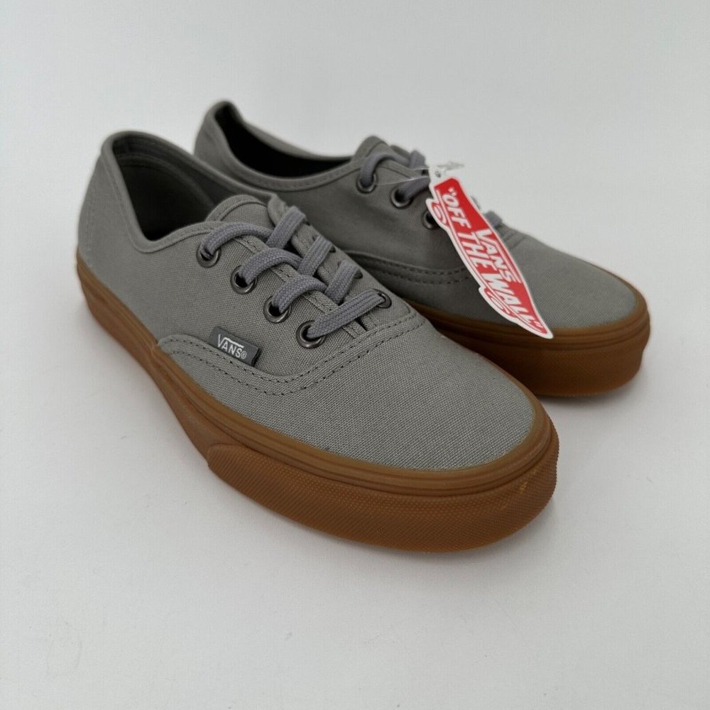 VANS Authentic Sneaker Gray Low Skate Shoes size 4 Men's / 5.5 Women's Gum Sole